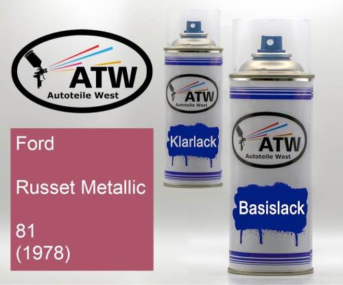 Ford, Russet Metallic, 81 (1978): 400ml Sprühdose + 400ml Klarlack - Set, von ATW Autoteile West.